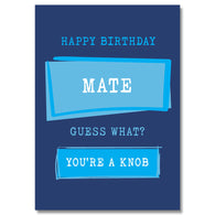 Mate Guess What You'Re A Knob Birthday Card